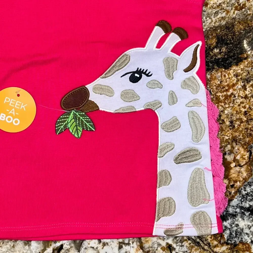 NWT Gymboree Girls Applique Giraffe Tassel Top & Bubble Shorts - SIZE 12-18M
